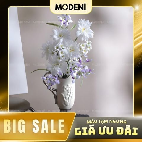  Bình Hoa Sứ Silver Gratia Cao Cấp Ánh Bạc Cổ Điển | Tay Cầm Cong Nghệ Thuật – Decor Bàn Console, Bàn Ăn Sang Trọng 