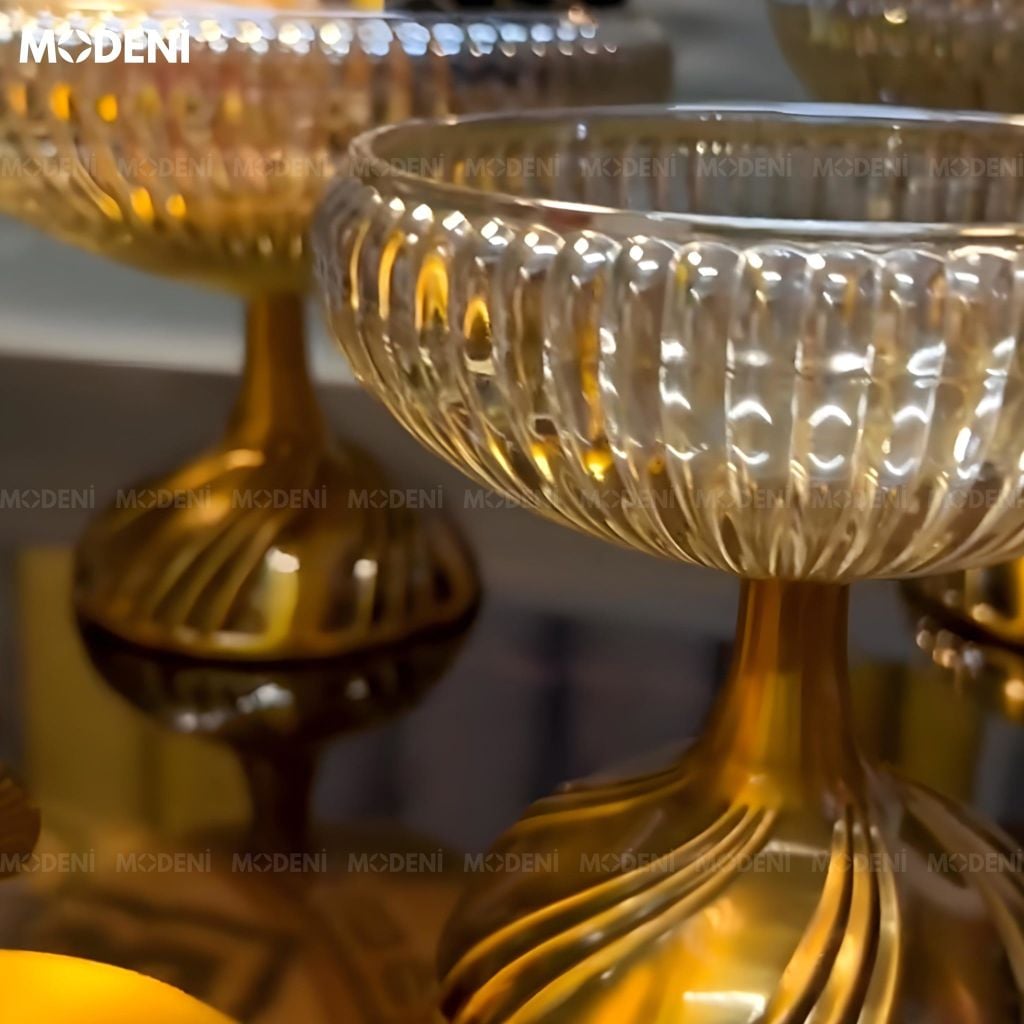 Hủ Thủy Tinh Vortex Cao Cấp Họa Tiết Xoắn Nghệ Thuật Cho Phòng Ăn Phong Cách Luxury