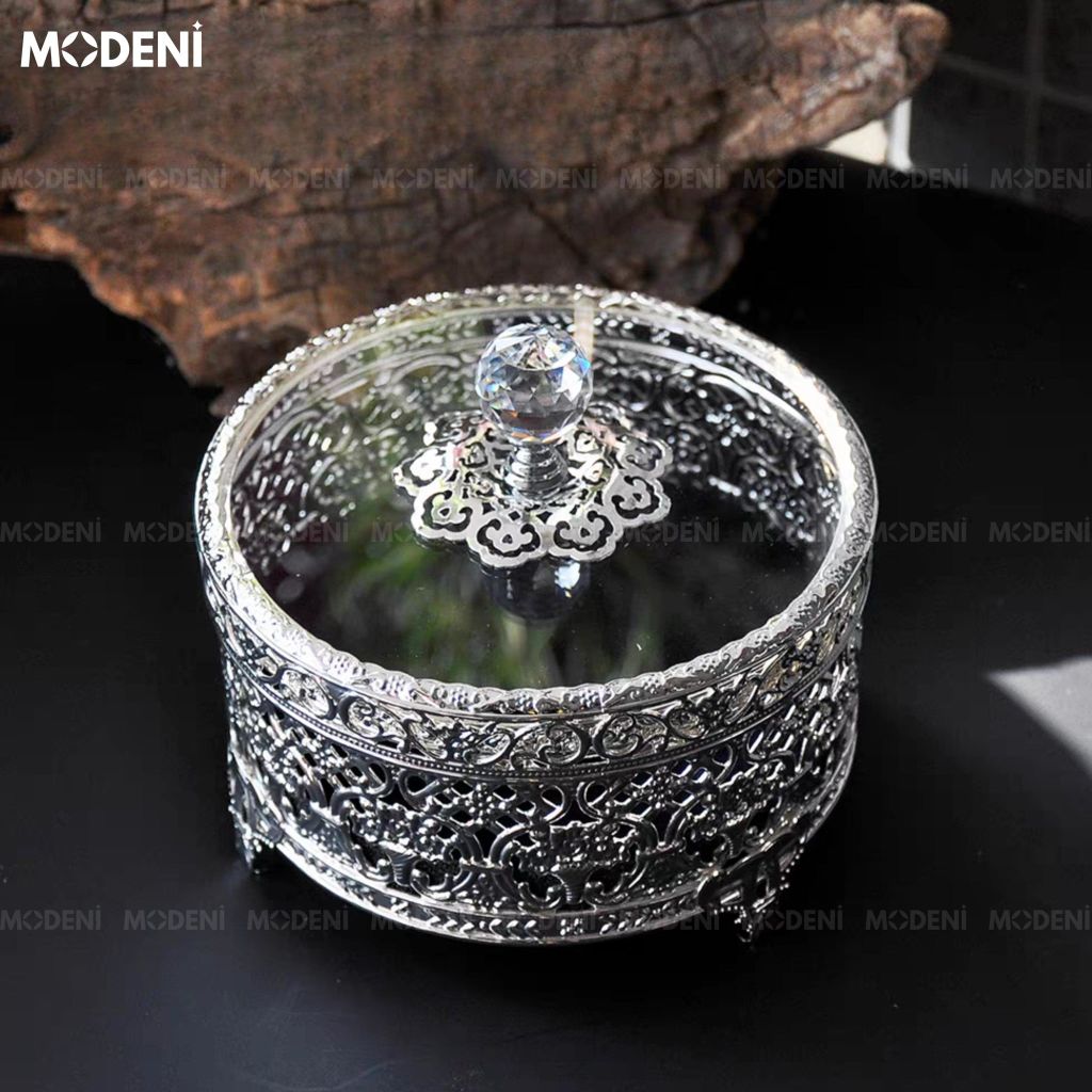 Hộp Đựng Mứt Garnet Hợp Kim Kẽm Phối Đế Acrylic Họa Tiết Trong Suốt, Dùng Cho Trang Trí Không Gian