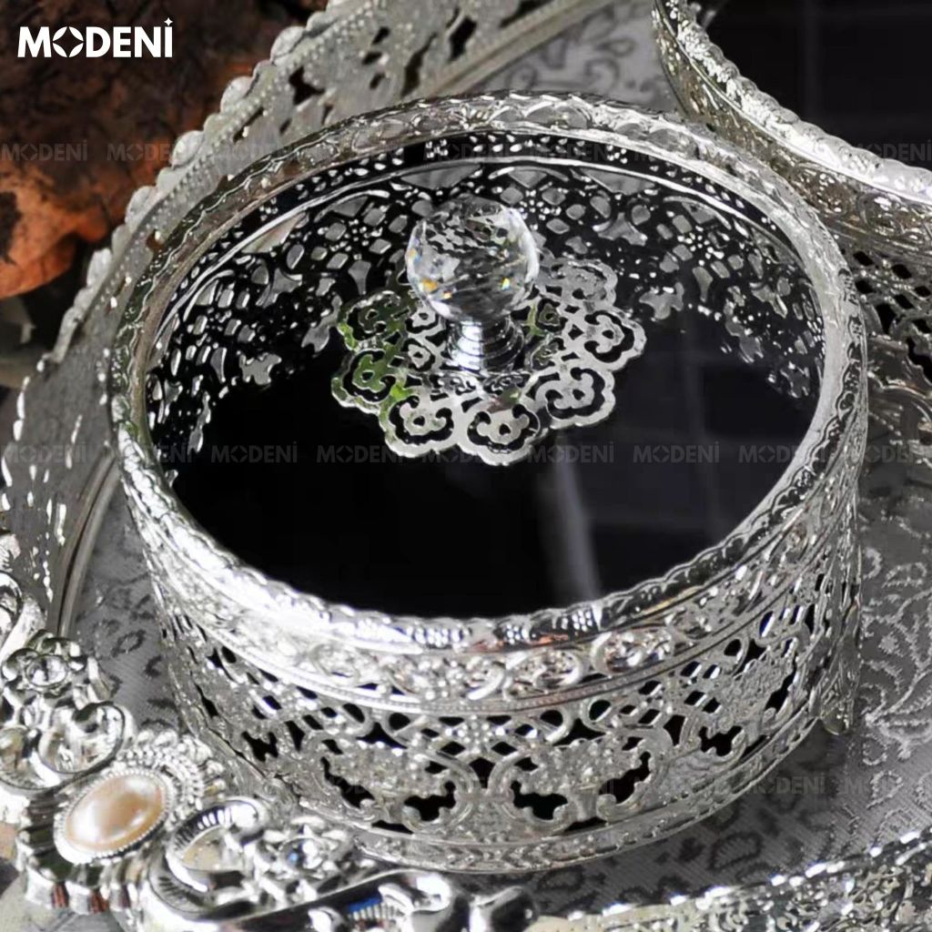 Hộp Đựng Mứt Garnet Hợp Kim Kẽm Phối Đế Acrylic Họa Tiết Trong Suốt, Dùng Cho Trang Trí Không Gian