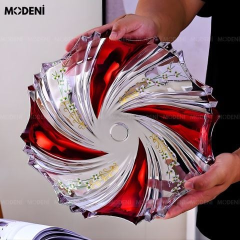  Hủ Đựng Bánh Kẹo Velia Thủy Tinh Cao Cấp Họa Tiết Hoa Sơn Nổi Thủ Công Cho Bàn Ăn Hiện Đại 