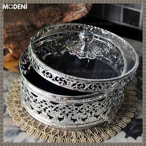  Hộp Đựng Mứt Garnet Hợp Kim Kẽm Phối Đế Acrylic Họa Tiết Trong Suốt, Dùng Cho Trang Trí Không Gian 