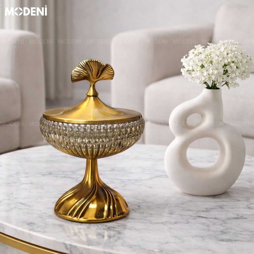 Hủ Thủy Tinh Vortex Cao Cấp Họa Tiết Xoắn Nghệ Thuật Cho Phòng Ăn Phong Cách Luxury