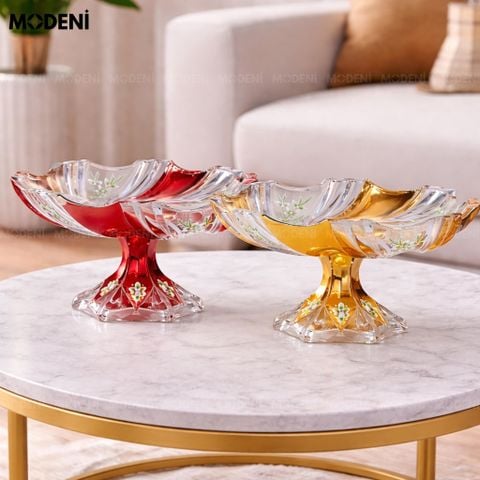  Hủ Đựng Bánh Kẹo Velia Thủy Tinh Cao Cấp Họa Tiết Hoa Sơn Nổi Thủ Công Cho Bàn Ăn Hiện Đại 