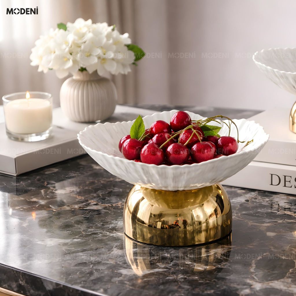 Tô trái cây Velora thủy tinh họa tiết cánh hoa xếp lớp phù hợp bàn ăn sang trọng