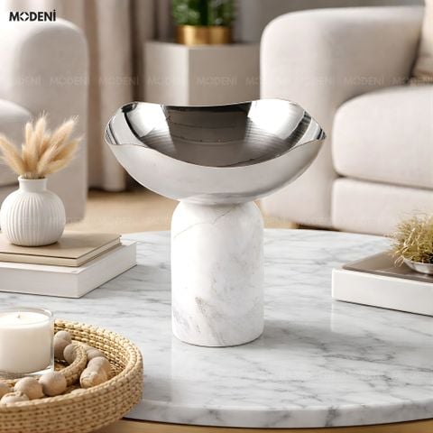  Tô Trái Cây Mari Kim Loại Phối Đá Cẩm Thạch Phù Hợp Mọi Không Gian 