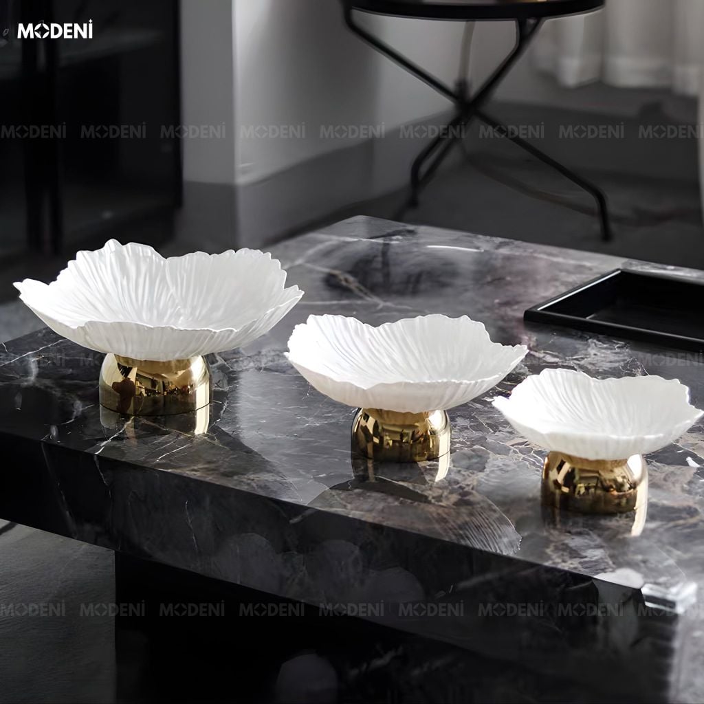 Tô trái cây Velora thủy tinh họa tiết cánh hoa xếp lớp phù hợp bàn ăn sang trọng