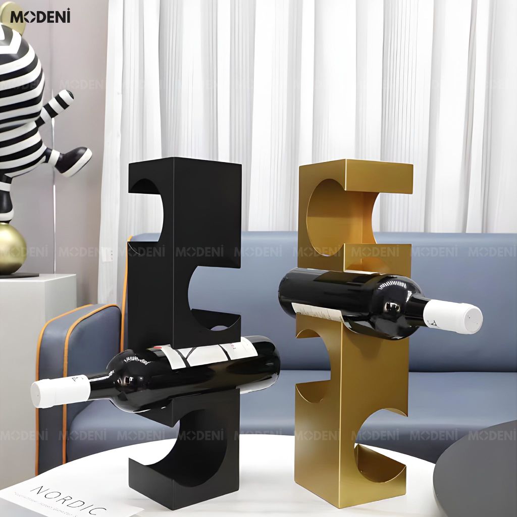 Kệ Rượu Prist Đen Kim Loại Nguyên Khối Ánh Kim 4 Tầng  Cho Không Gian Decor Hiện Đại