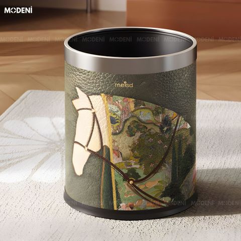  Thùng Rác Monolith Xanh Da Cao Cấp Viền Kim Loại Ánh Bạc Nghệ Thuật Cho Không Gian Sinh Hoạt Sang Trọng 