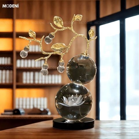  Tượng Trang Trí Motif THủy Tinh Pha Lê Phối Họa Tiết Crom Hoàn Thiện TInh Xảo Phù Hợp CHo Không Gian Decor Phòng Khách 