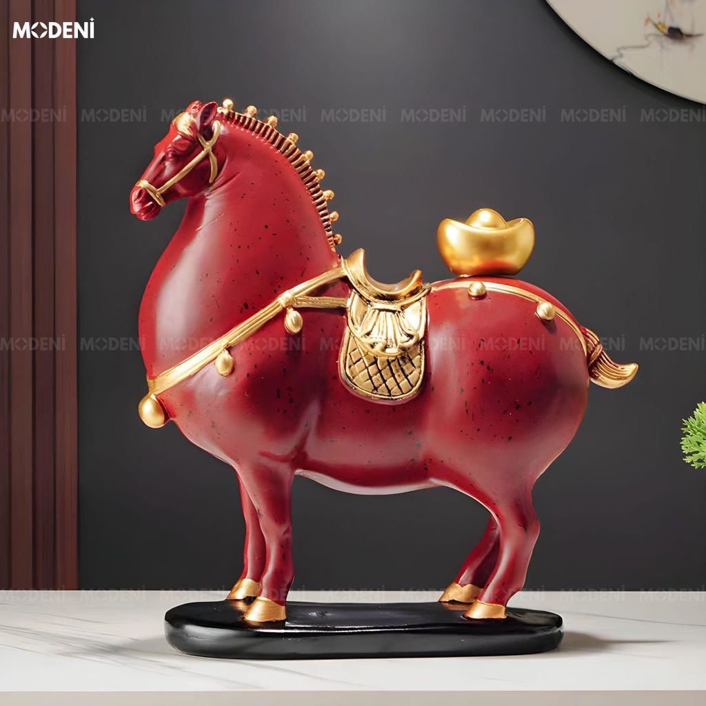 Tượng Trang Trí Glyph Đỏ Composite Cao Cấp Đúc Nguyên Khối Sang Trọng Cho Không Gian Hiện Đại Sang Trọng