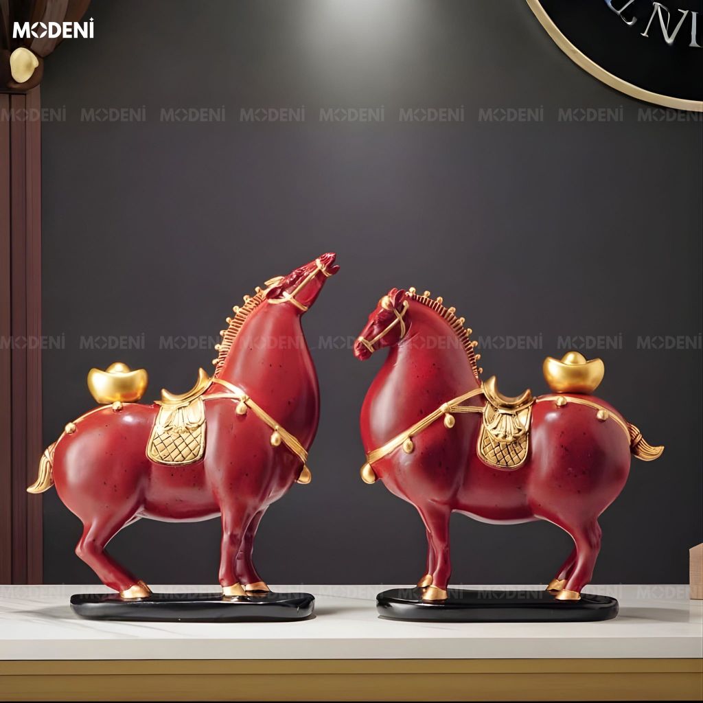 Tượng Trang Trí Glyph Đỏ Composite Cao Cấp Đúc Nguyên Khối Sang Trọng Cho Không Gian Hiện Đại Sang Trọng