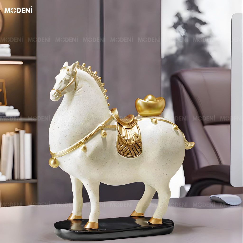 Tượng Trang Trí Glyph Trắng Composite Cao Cấp Đúc Nguyên Khối Sang Trọng Cho Không Gian Hiện Đại Sang Trọng