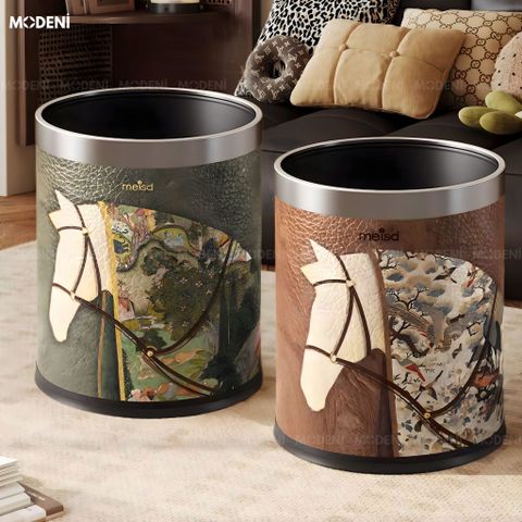  Thùng Rác Monolith Xanh Da Cao Cấp Viền Kim Loại Ánh Bạc Nghệ Thuật Cho Không Gian Sinh Hoạt Sang Trọng 