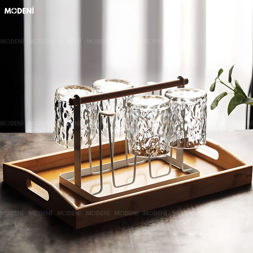 Bộ Bình Ly Thủy Tinh Shien Cao Cấp Cho Bàn Tiếp Khách Hiện Đại