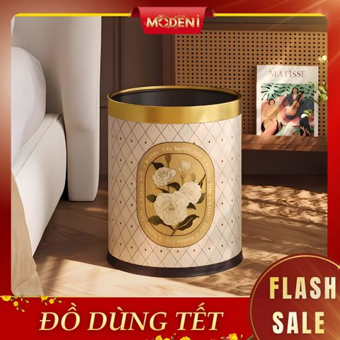  Thùng rác Regina da cao cấp mạ vàng họa tiết nghệ thuật cho không gian riêng và thư giãn sang trọng 