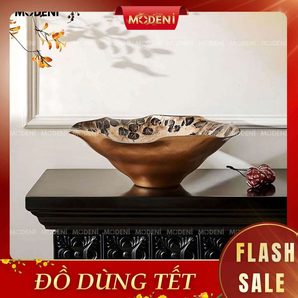 Tô Trái Cây Verno – Tô Trang Trí Thủy Tinh Cao Cấp Nâu Vân Đốm – Thiết Kế Nghệ Thuật Bo Mềm – Phù Hợp Decor Bàn Console, Phòng Khách