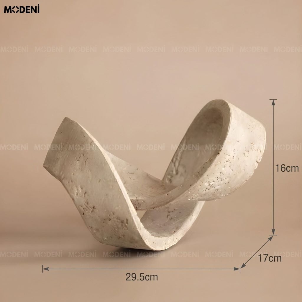 Tượng Trang Trí Helix Composite Vòng Cuộn Trừu Tượng Trắng Kem Phong Cách Tối Giản
