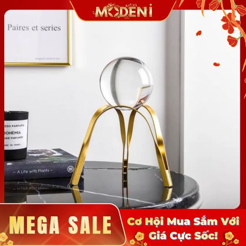  Tượng Cầu Pha Lê Grace Molly Vàng Gold Decor Bàn Phòng Khách, Kệ Tủ Sang Trọng Phong Cách Hiện Đại 