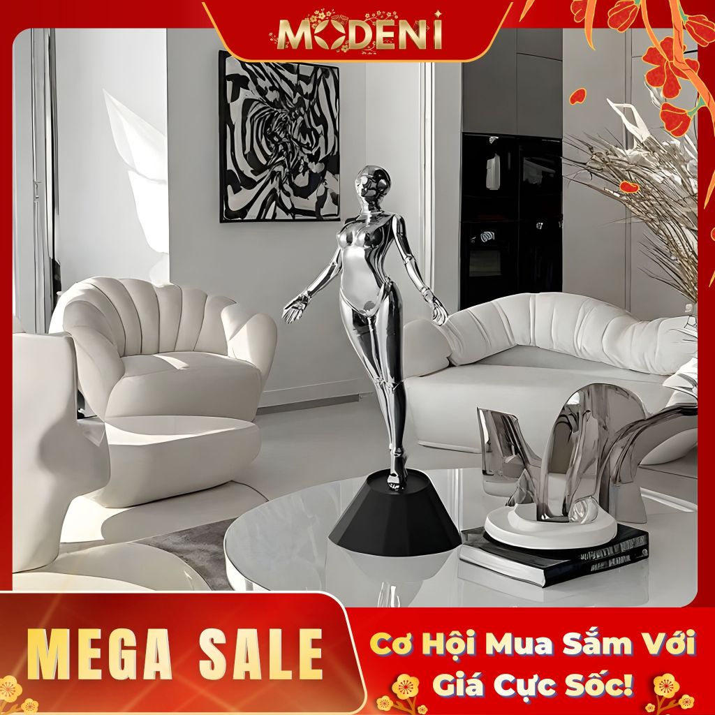 Tượng Trang Trí Arial Cô Gái Vươn Mình – Phong Cách Tương Lai – Decor Kệ Tủ, Bàn Nghệ Thuật Hiện Đại