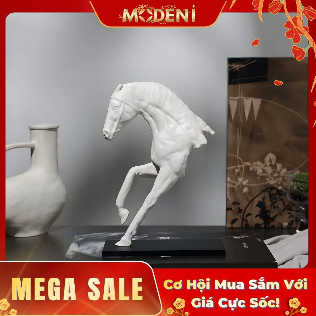Tượng Trang Trí Lynix Ngựa Trắng Nghệ Thuật – Dáng Ngựa Vươn Cao – Decor Tối Giản Sang Trọng Cho Bàn Làm Việc & Kệ Tủ Hiện Đại