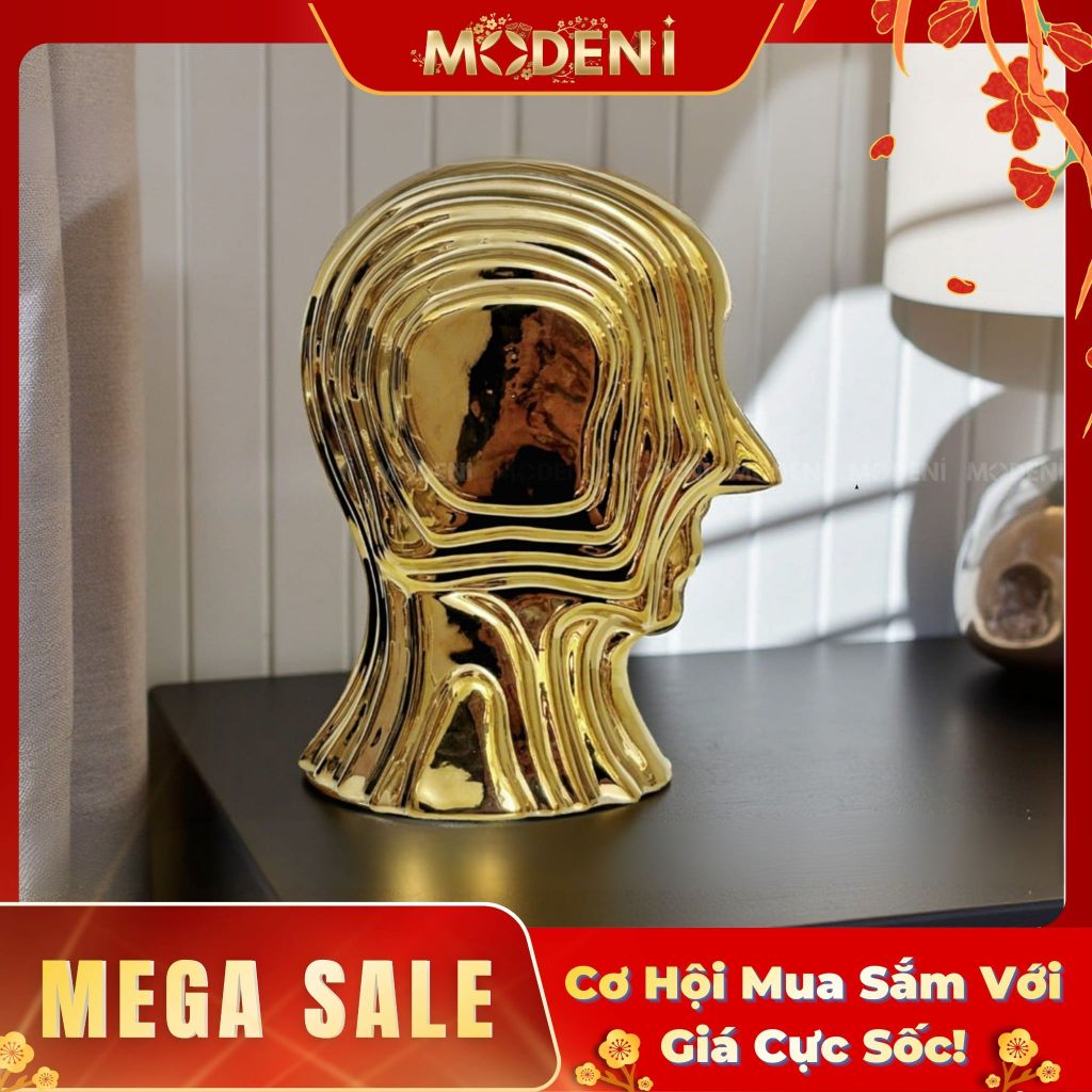 Tượng Trang Trí Vantis Gold – Tượng Đầu Người Nghệ Thuật Mạ Vàng – Thiết Kế Đa Tầng Tạo Hình Độc Đáo Cho Decor Hiện Đại