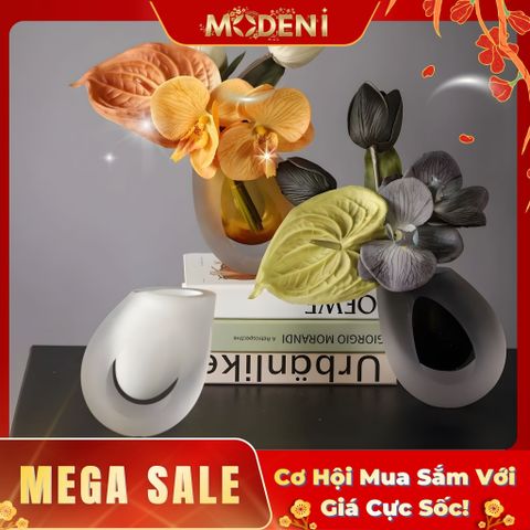  Bình Hoa Thủy Tinh Cao Cấp Emma – Viền Nhám Trắng Nghệ Thuật – Tạo Điểm Nhấn Cho Không Gian Hiện Đại 