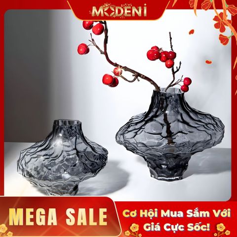  Bình Hoa Thủy Tinh Lạ Moss – Lọ Hoa Nghệ Thuật Hiện Đại Sóng Đặc Biệt – 26cm Decor Bàn Sofa, Bàn Console 