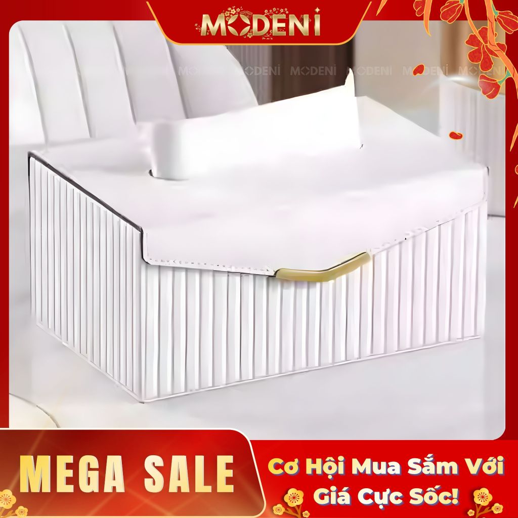 Hộp Khăn Giấy Derna Leather Luxe Da PU Cao Cấp Họa Tiết Sọc Dọc Tối Giản Cho Phòng Ngủ Và Văn Phòng