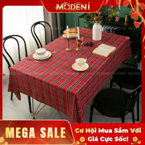  Khăn Trải Bàn Caro Retro Đỏ Cao Cấp – Vải Dày Chống Nhăn – Tăng Vibe Ấm Cúng Cho Tiệc Tối, Noel, Decor Quán Café 