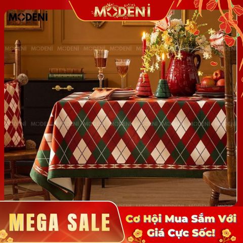  Khăn Trải Bàn Jully Sọc Caro Cao Cấp – Decor Bàn Ăn Ấm Cúng Sang Trọng 140x200cm 