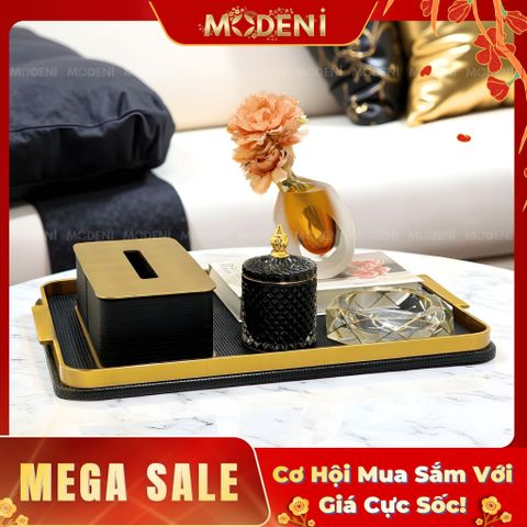  Khay Chữ Nhật Elme – Khay Decor Sang Trọng Cao Cấp – Tay Cầm Mạ Vàng Đẳng Cấp – Phù Hợp Trang Trí Bàn Sofa, Bàn Console, Phòng Khách Hiện Đại 