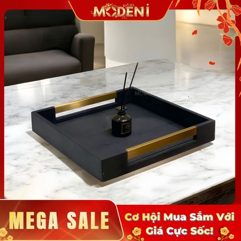  Khay Da Nova – Khay Decor Cao Cấp Sang Trọng – Tay Cầm Mạ Vàng Đẳng Cấp – Phù Hợp Trang Trí Bàn Sofa, Console, Phòng Khách Hiện Đại 