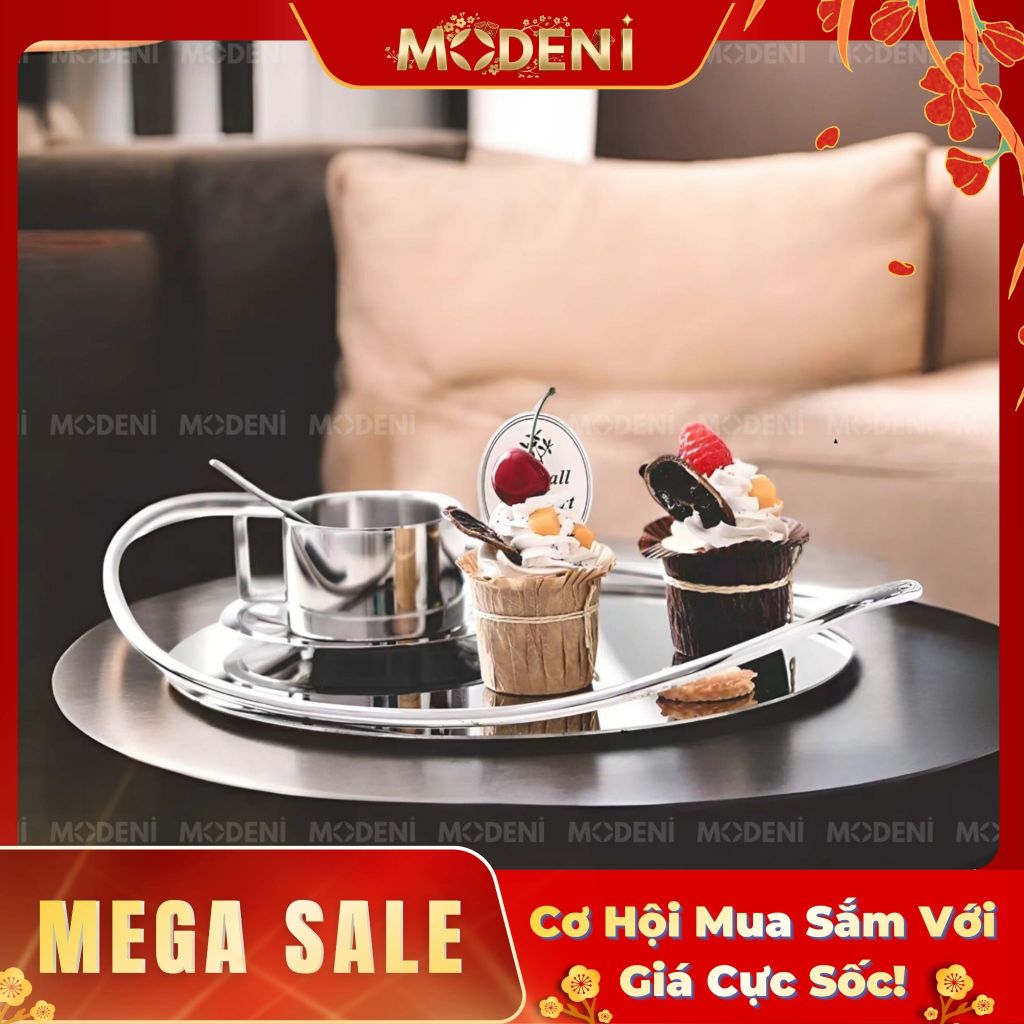 Khay Tessa Tròn Cao Cấp – Thiết Kế Tối Giản Sang Trọng – Chất Liệu Inox Sáng Bóng, Trang Trí Bếp, Bàn Ăn, Phòng Khách