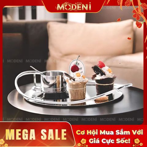  Khay Tessa Tròn Cao Cấp – Thiết Kế Tối Giản Sang Trọng – Chất Liệu Inox Sáng Bóng, Trang Trí Bếp, Bàn Ăn, Phòng Khách 