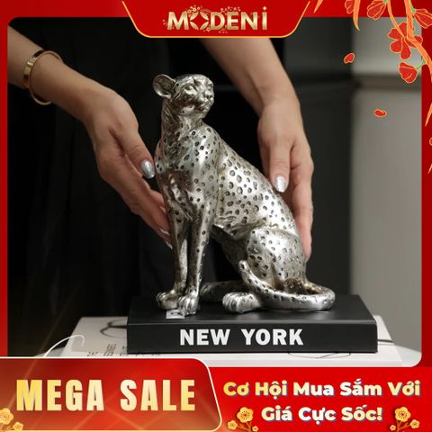  Tượng Báo Velta Decor Hiện Đại Cao Cấp – Hợp Kim Ánh Bạc – Điểm Nhấn Wild Luxury Cho Bàn Làm Việc & Kệ Trưng Bày 