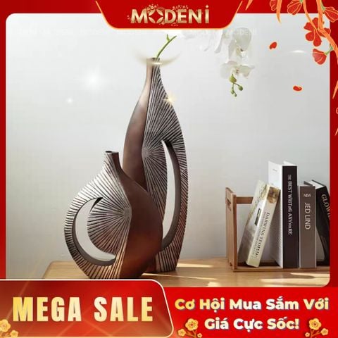  Bình Hoa Sứ Horizon Cao Cấp Hiện Đại Họa Tiết 3D | Tạo Hình Khối Ánh Kim Nghệ Thuật – Decor Bàn Console, Kệ Tủ Nổi Bật 