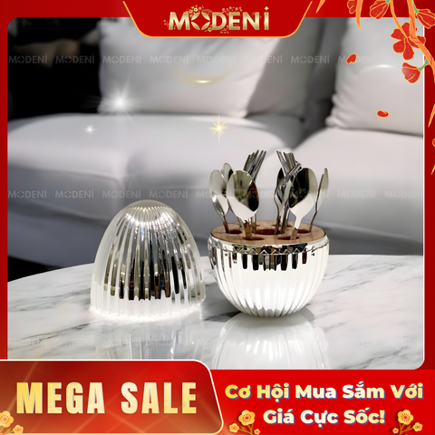 Bộ Đựng Muỗng Nĩa Sienna Silver Sang Trọng Cao Cấp 