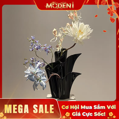  Bình Hoa Thủy Tinh Nivara Nghệ Thuật Cao Cấp – Tông Cam Nâu Lạ Mắt – Decor Bàn Sofa, Console, Kệ Tủ Hiện Đại 