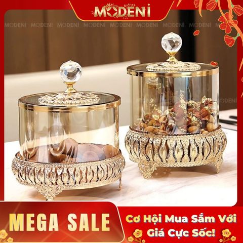  Set 2 Lọ Đựng Kẹo Aurea Thủy Tinh Pha Lê Sang Trọng – Decor Bàn Tiệc, Tiếp Khách 