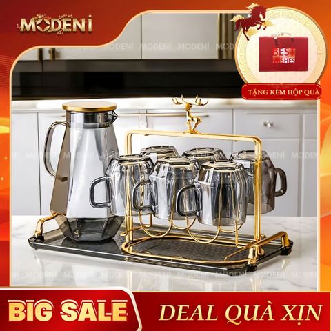  Elemi Màu Đen – Bộ Bình Ly Thủy Tinh Cao Cấp Phối Hợp Kim – Phong Cách Sang Trọng Cho Bàn Tiếp Khách hoặc Quà Tặng Biệt Thự 