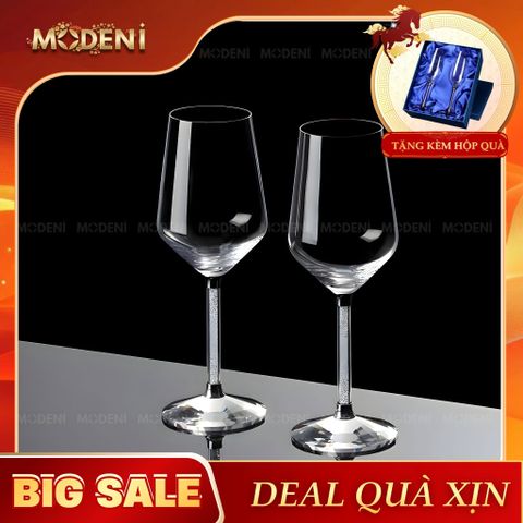  Set 2 Ly Rượu Vang Roxana Pha Lê Cao Cấp Sang Trọng - Silver 