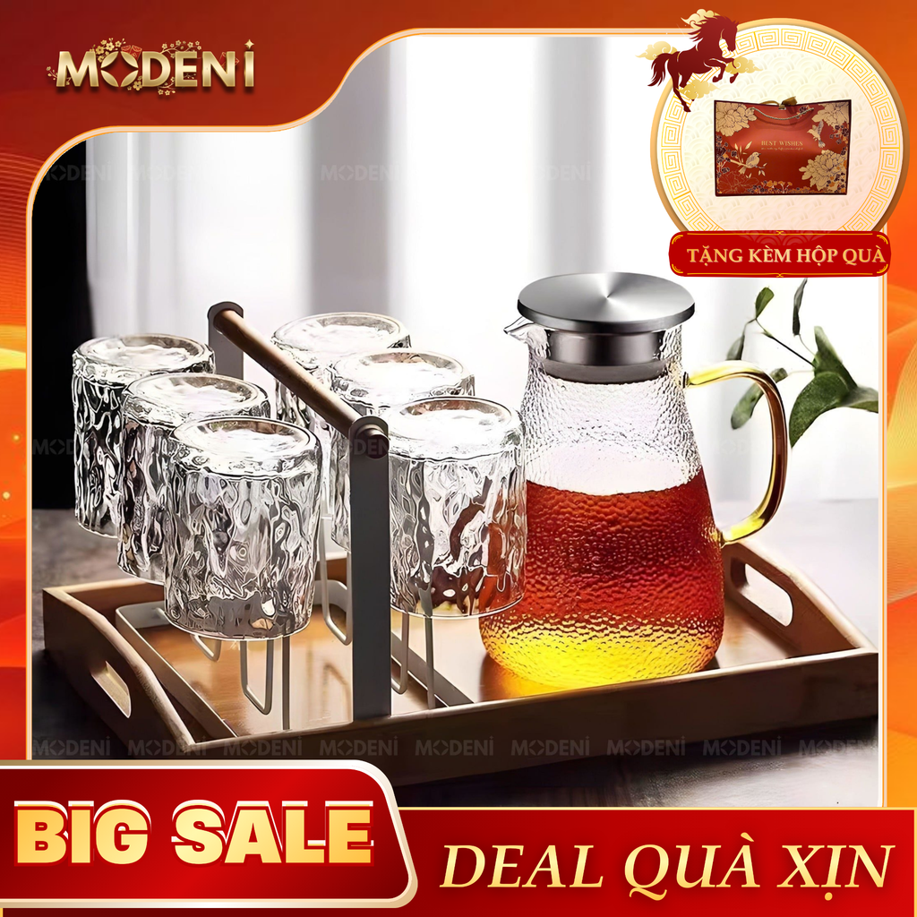 Bộ Bình Ly Thủy Tinh Shien Cao Cấp Cho Bàn Tiếp Khách Hiện Đại