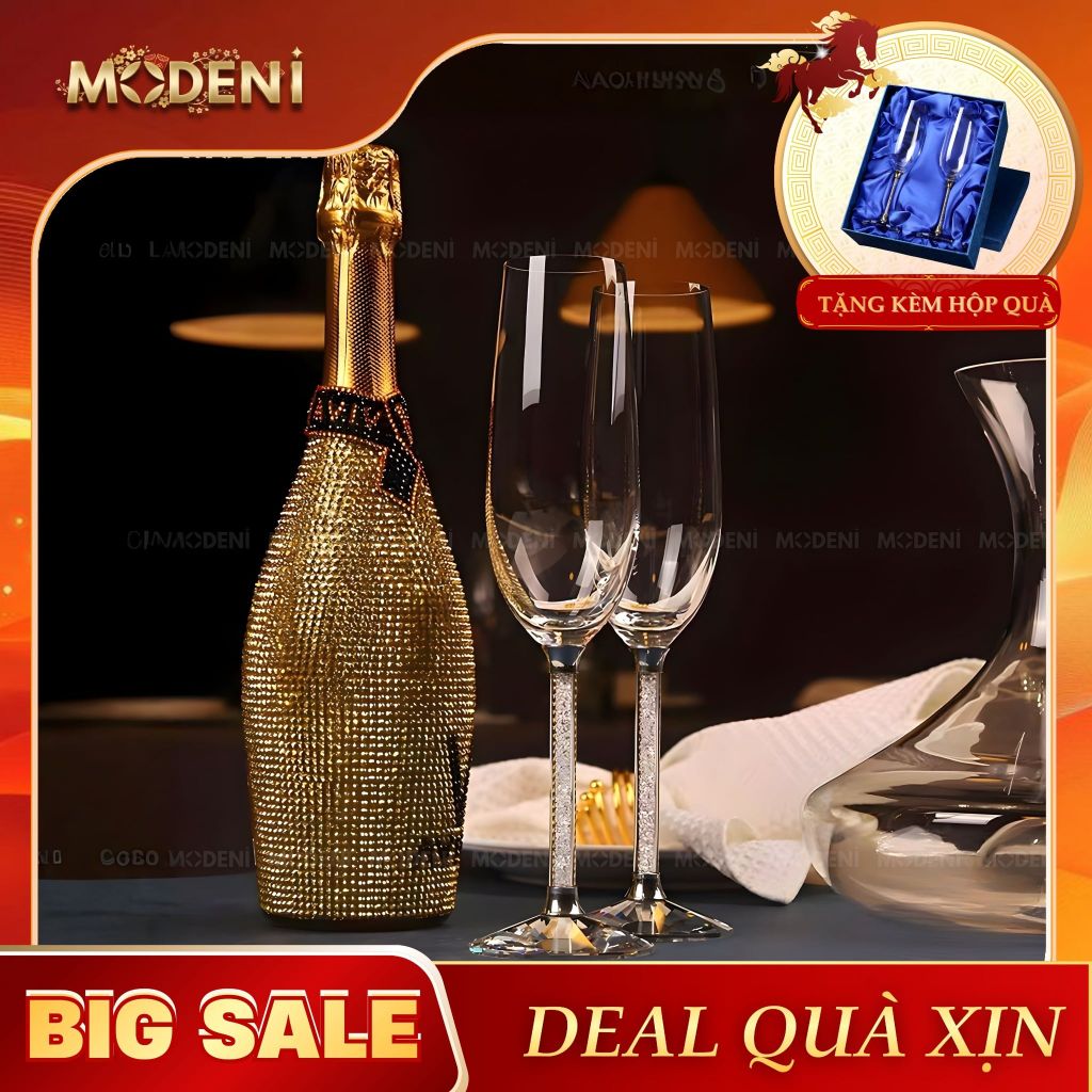 Set 2 Ly Uống Rượu Sâm Panh Portobello Glute Cao Cấp Sang Trọng - Silver