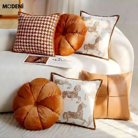  Set Vỏ Gối Sofa Caramel Luxe Cao Cấp Phong Cách Tân cổ điển Sạng Trọng Đẳng Cấp 