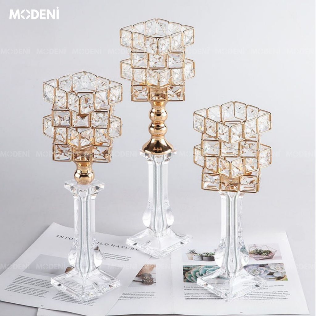 Set Chân Nến Thủy Tinh Sparkle Cao Cấp Sang Trọng