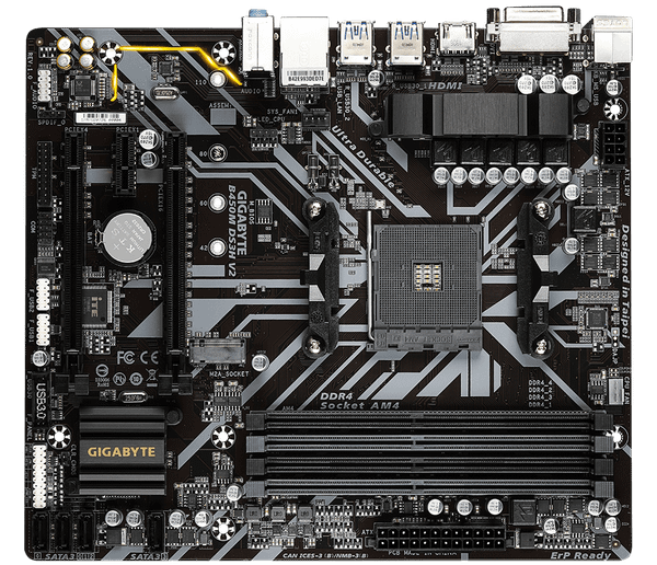 Mainboard Gigabyte B450M DS3H V2 (rev. 1.x) | AMD B450, Socket AM4, Micro ATX, 4 khe DDR4 