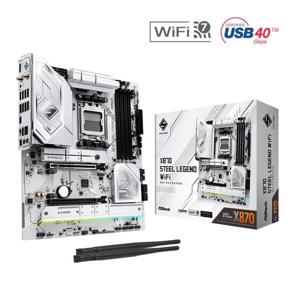  Mainboard ASRock X870 Steel Legend WiFi - Trắng 