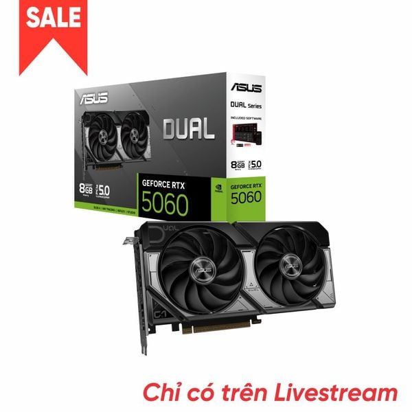  Card màn hình VGA ASUS DUAL GeForce RTX 5060 OC 8GB GDDR7 New 
