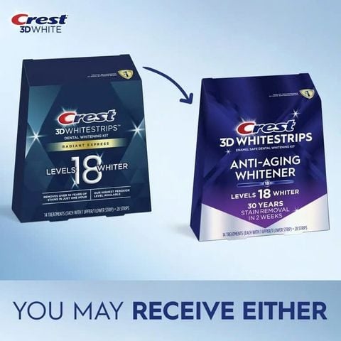 SET Dán trắng răng CREST ANTI-AGING WHITENER LEVELS 18 (14 Miếng)